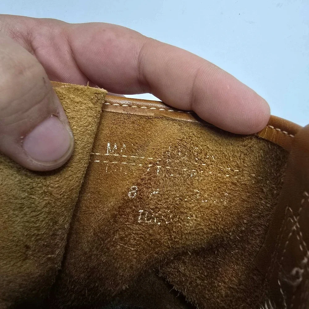 LL Bean Boots Mens 8 M Tan Brown 8 Inch Duck Boots Waterproof Leather Rain Snow